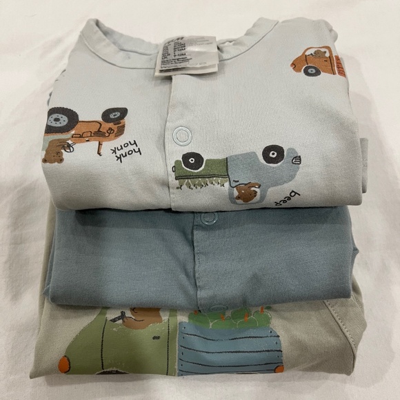 3-pack H&M cotton romper/jumpsuits 9-12M - Picture 2 of 2
